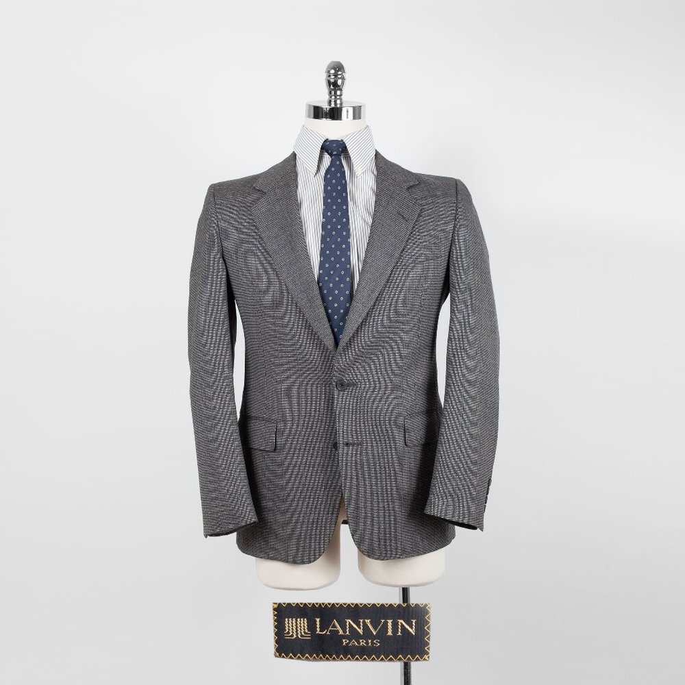 Vintage Lanvin Blazer Gray Two Button Single Vent Nailhead Wool 42R
